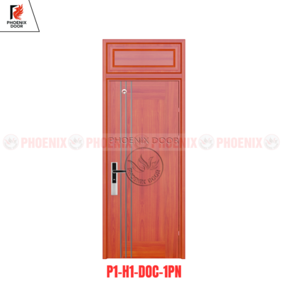 cửa thép vân gỗ 1 cánh sọc pano